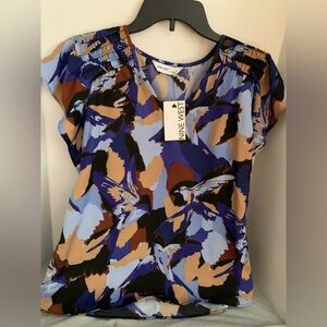 Nine West Multicolor Bird Print Blouse